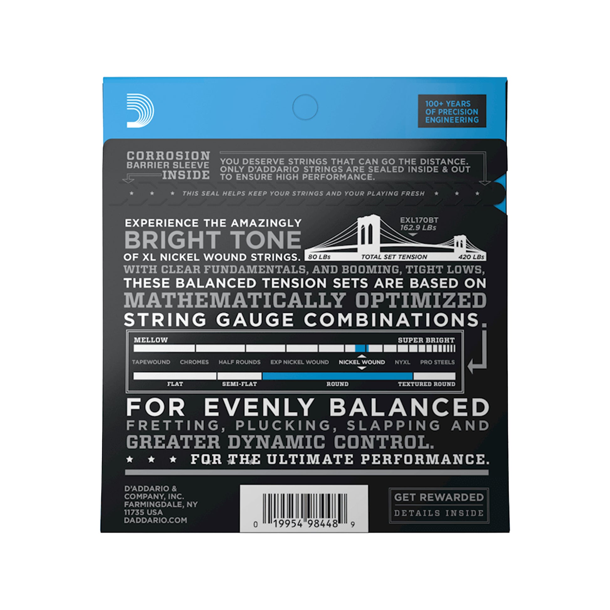 D'Addario EXL170BT Balanced Tension Long Scale Bass 45-107 Regular Light Accessories / Strings / Bass Strings