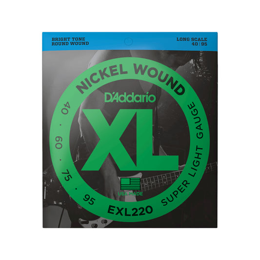 D'Addario EXL220 XL Nickel Bass Strings Super Light Gauge/Long Scale 40-95 Accessories / Strings / Bass Strings