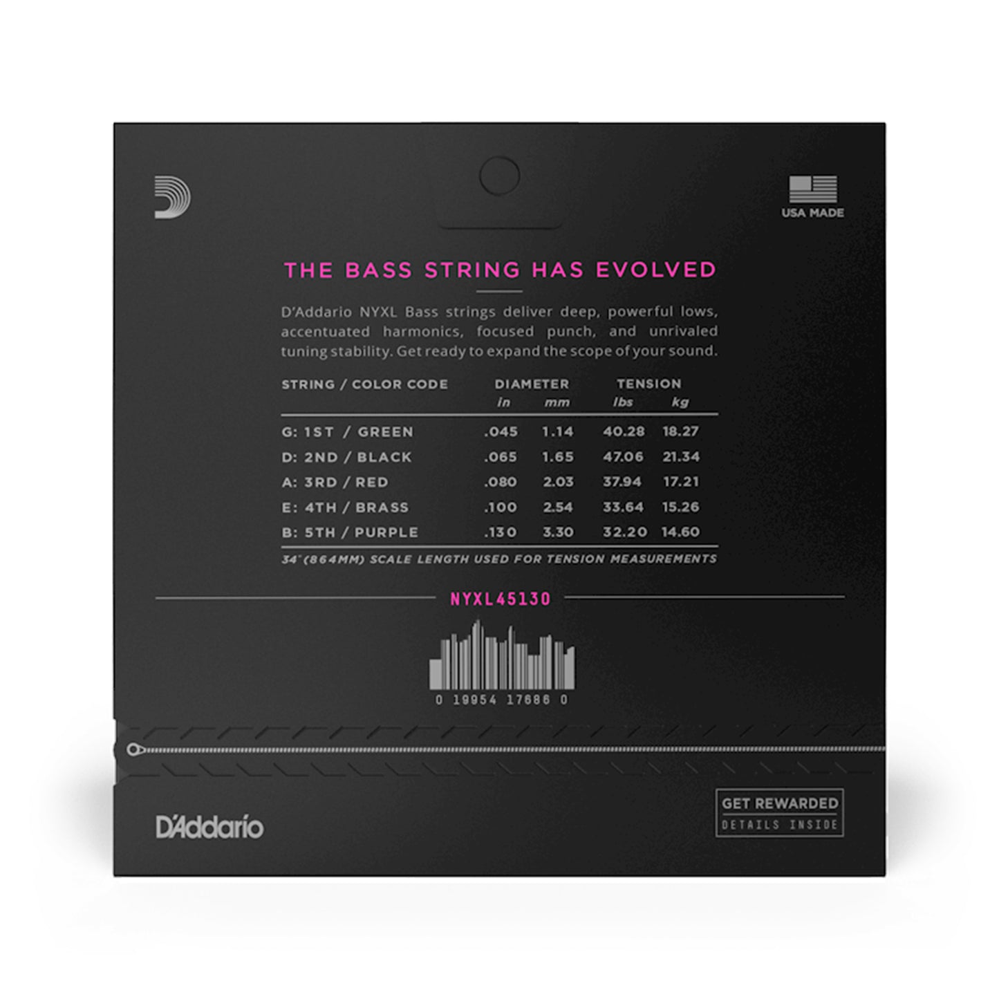 D'Addario NYXL Bass String Set Medium 5-String 45-130 Accessories / Strings / Bass Strings