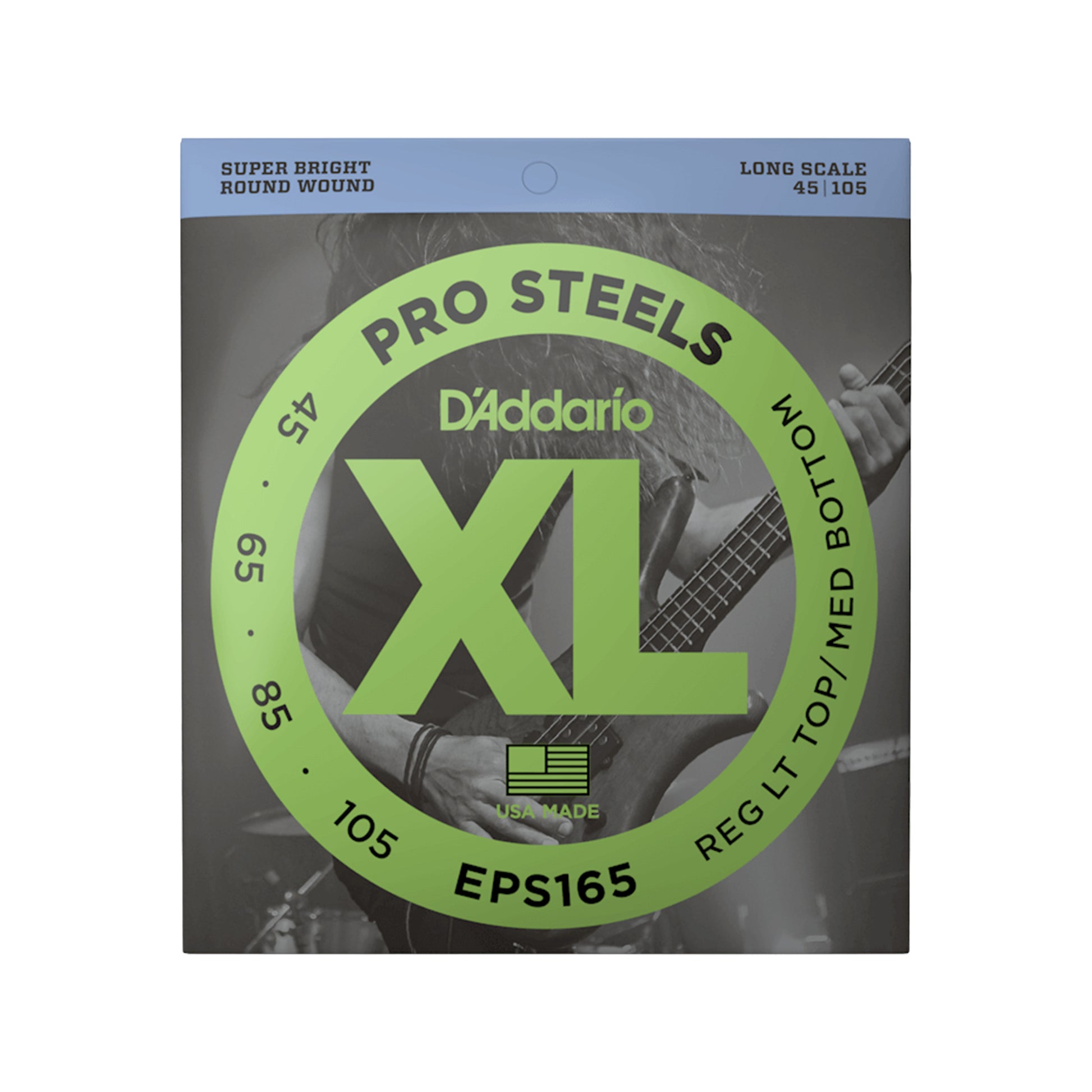 D'Addario ProSteels EPS165 Light Top-Medium Bottom Long Scale Bass Strings 45-105 Accessories / Strings / Bass Strings