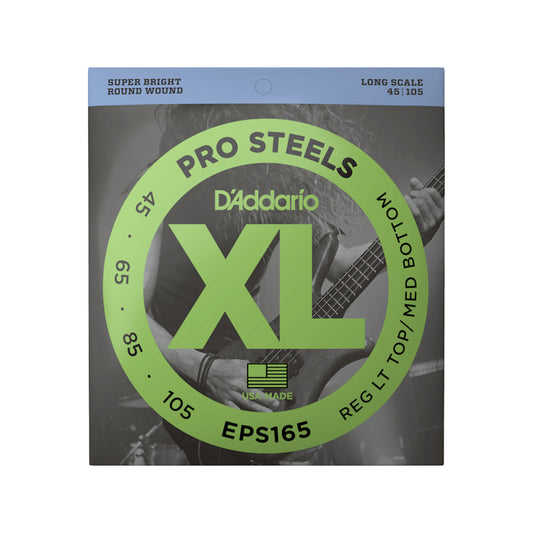 D'Addario ProSteels EPS165 Light Top-Medium Bottom Long Scale Bass Strings 45-105 Accessories / Strings / Bass Strings