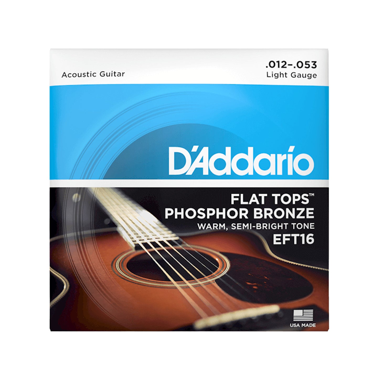 D'Addario EFT16 Acoustic Flat Top Phosphor Bronze Light 12-53 Accessories / Strings / Guitar Strings