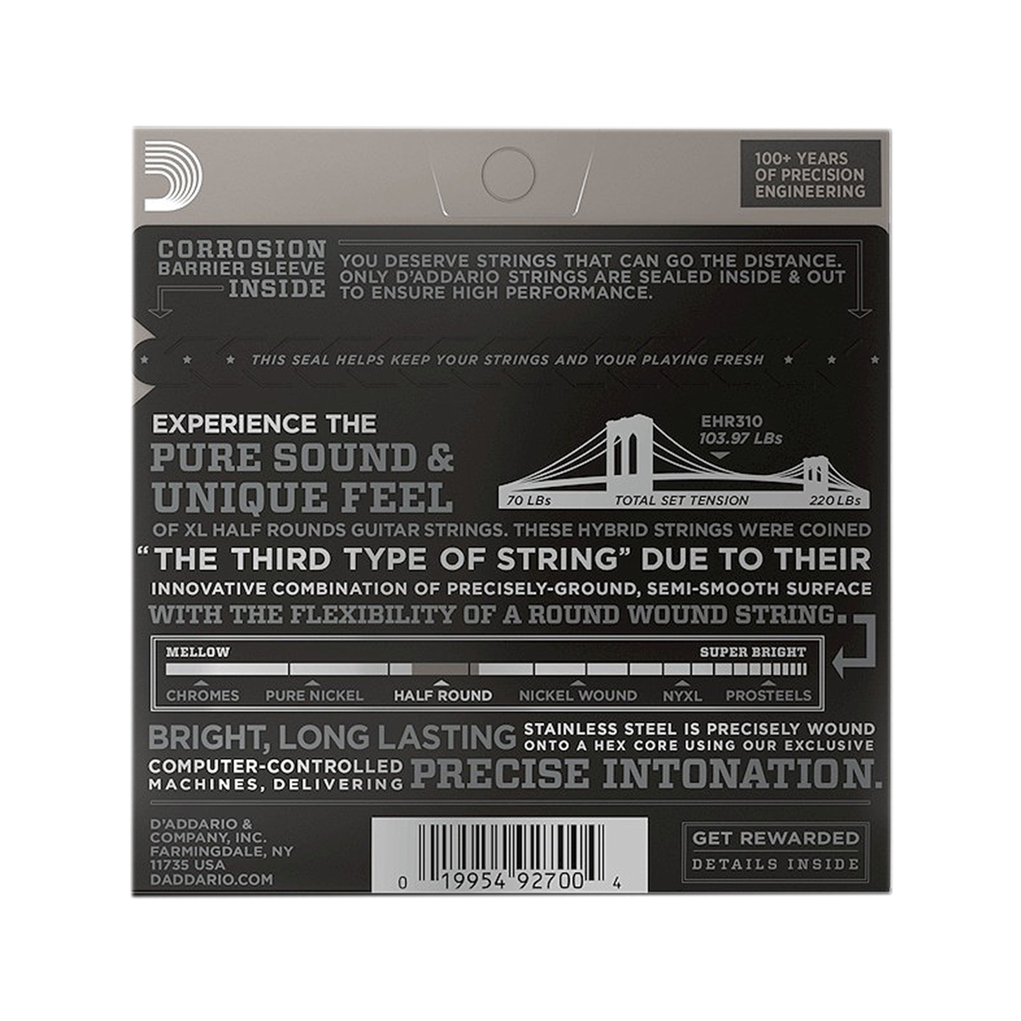 D'Addario EHR310 Half Round Regular Light Electric Guitar Strings 10-46 Accessories / Strings / Guitar Strings