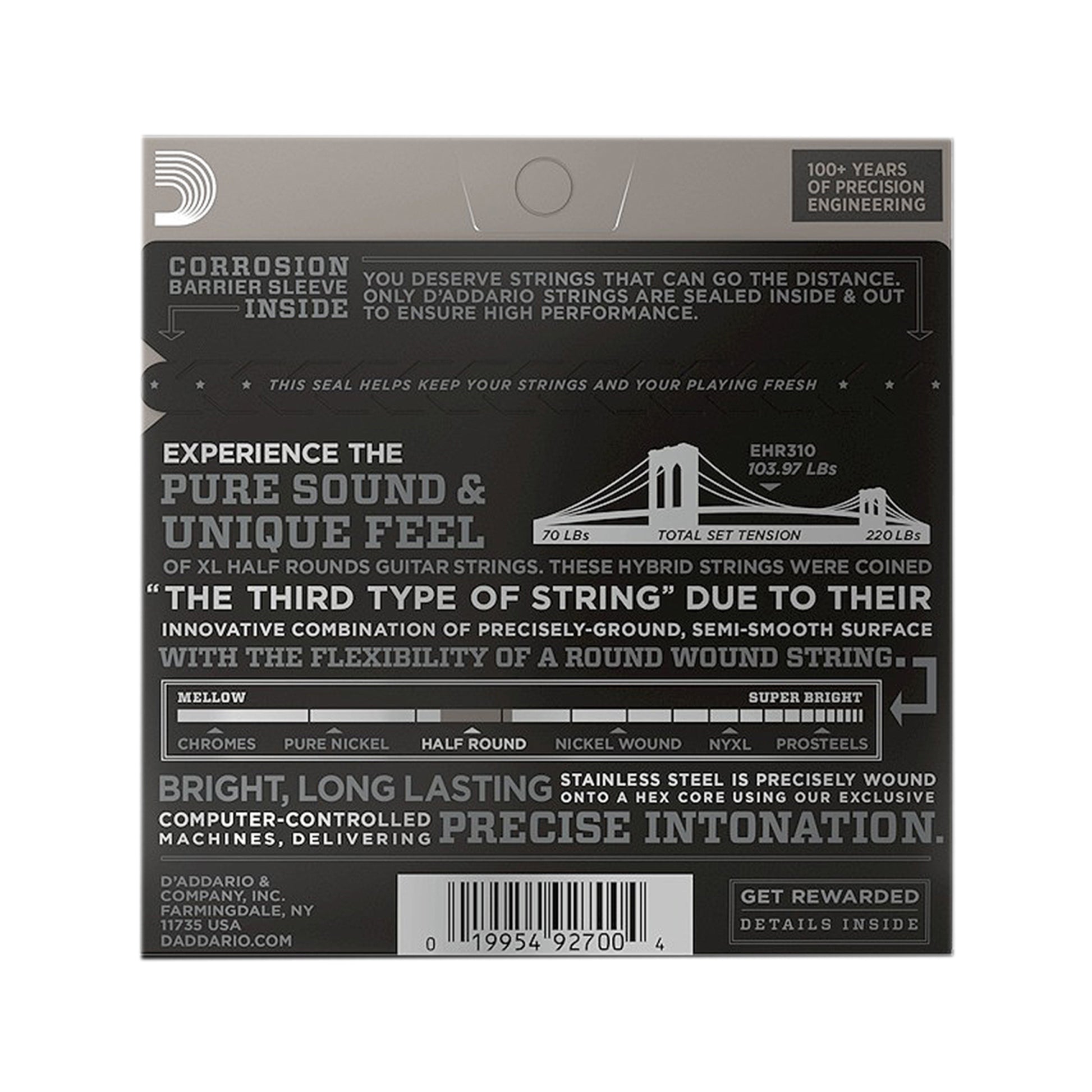 D'Addario EHR310 Half Round Regular Light Electric Guitar Strings 10-46 Accessories / Strings / Guitar Strings