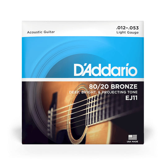 D'Addario EJ11 80/20 Bronze Light 12-53 Acoustic Guitar Strings Accessories / Strings / Guitar Strings
