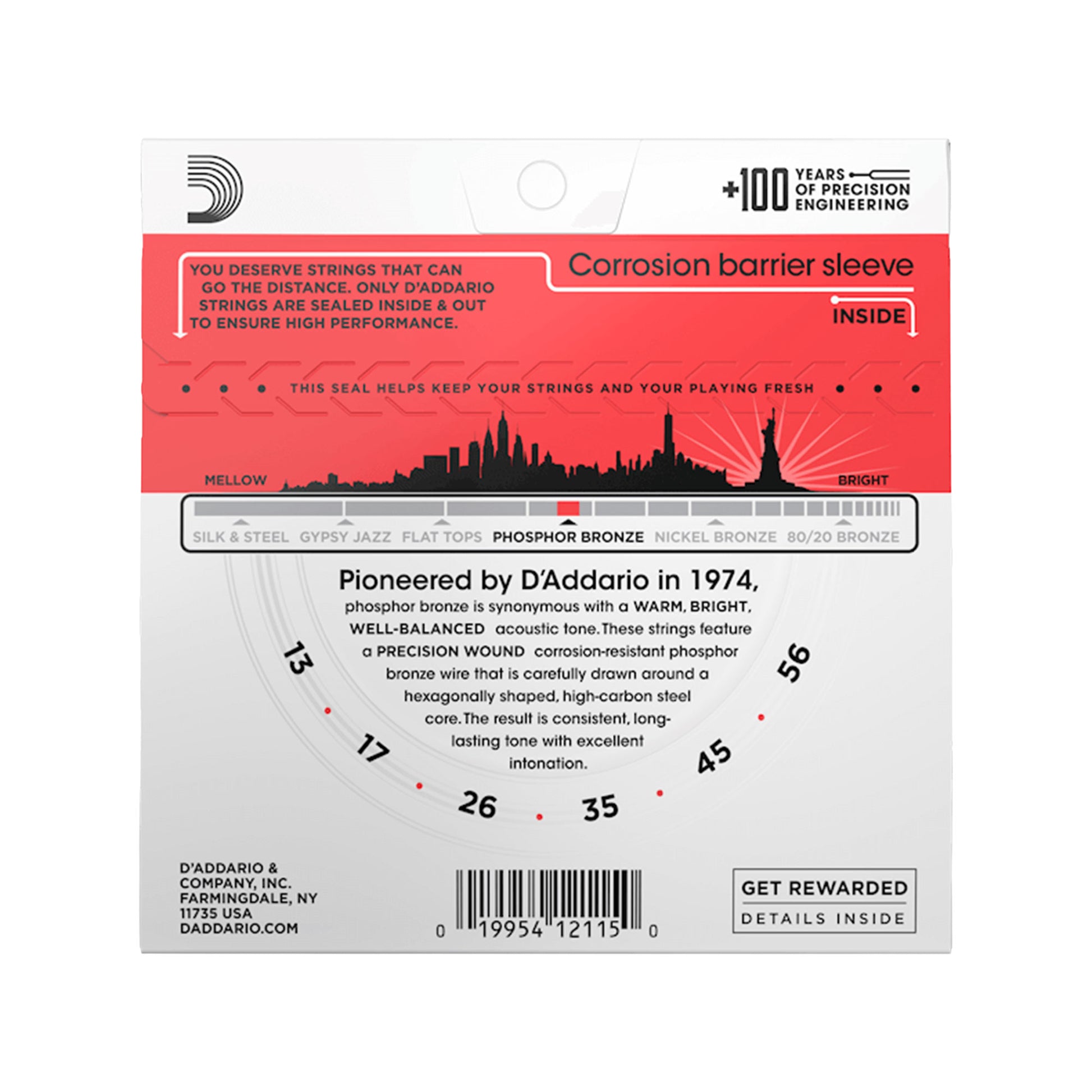 D'Addario EJ17 Phosphor Bronze Medium Acoustic Guitar Strings 13-56 Accessories / Strings / Guitar Strings