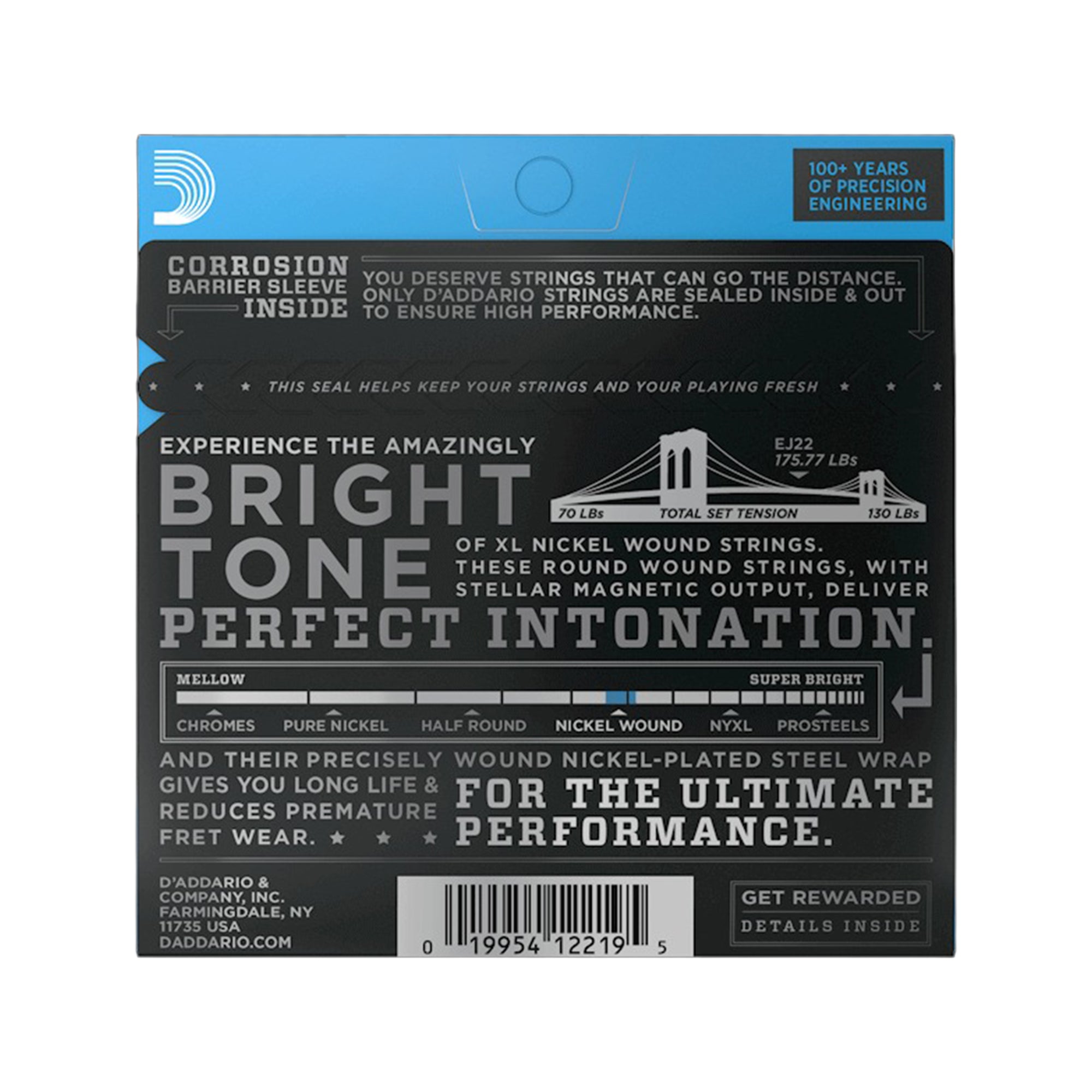 D'Addario EJ22 Nickel Jazz Medium Electric Guitar Strings 13-56 Accessories / Strings / Guitar Strings