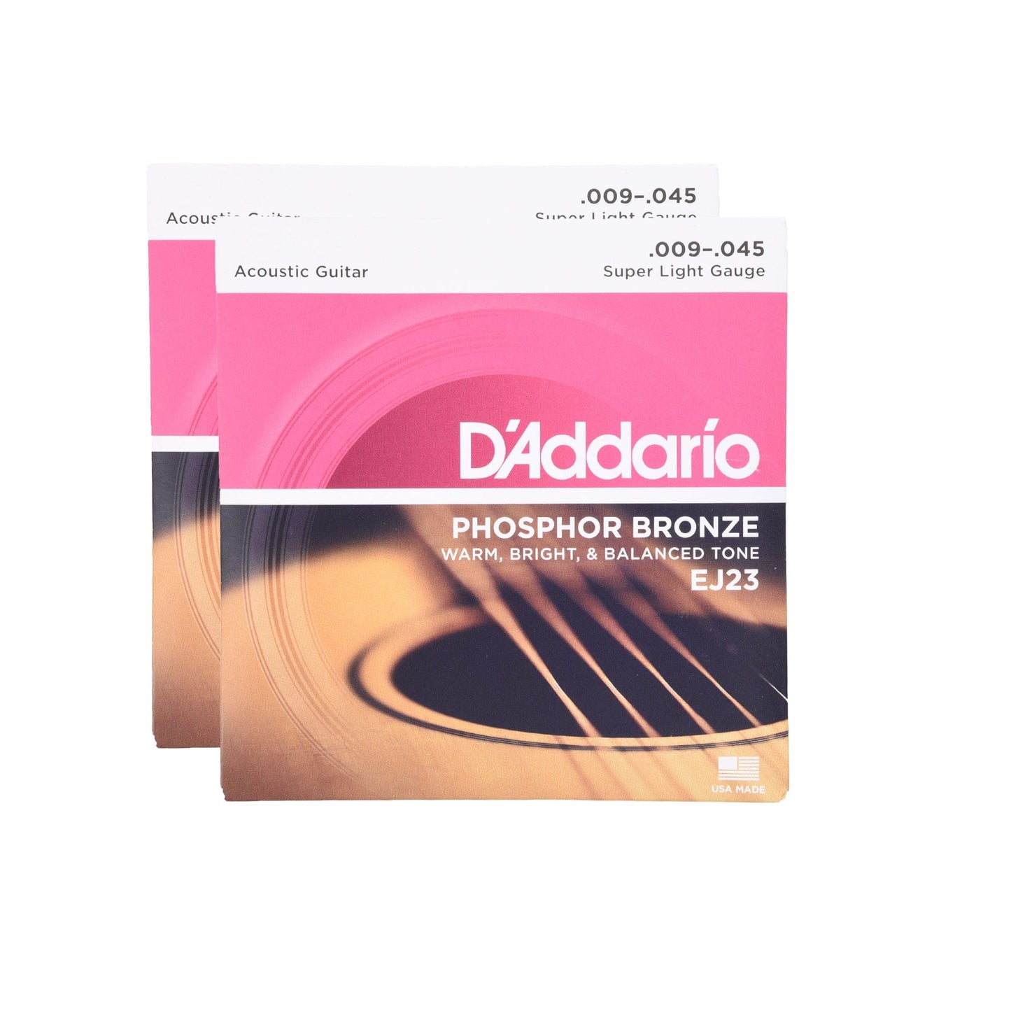 D'Addario EJ23 Phosphor Bronze Acoustic Guitar Strings 9-45 Super Light 2-Pack Bundle Accessories / Strings / Guitar Strings
