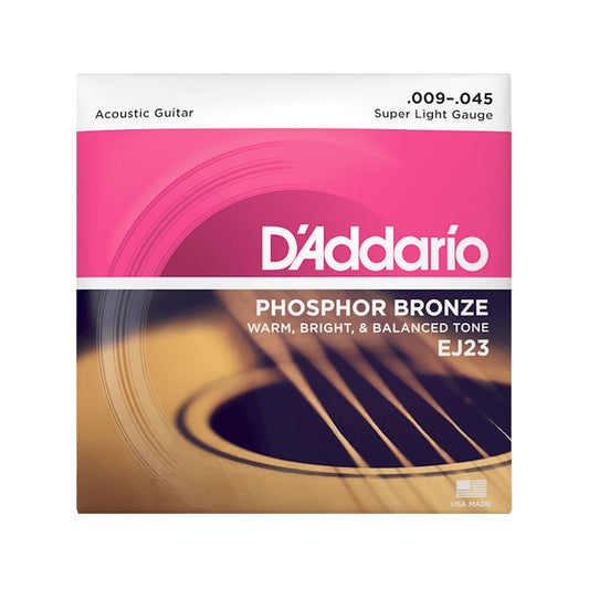 D'Addario EJ23 Phosphor Bronze Acoustic Guitar Strings 9-45 Super Light Accessories / Strings / Guitar Strings