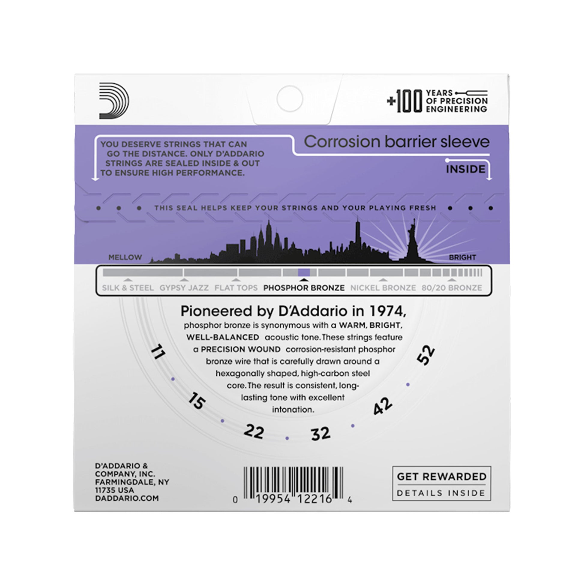 D'Addario EJ26 Phosphor Bronze Custom Light Acoustic Guitar Strings 11-52 Accessories / Strings / Guitar Strings