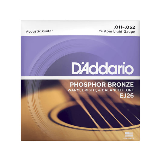 D'Addario EJ26 Phosphor Bronze Custom Light Acoustic Guitar Strings 11-52 Accessories / Strings / Guitar Strings