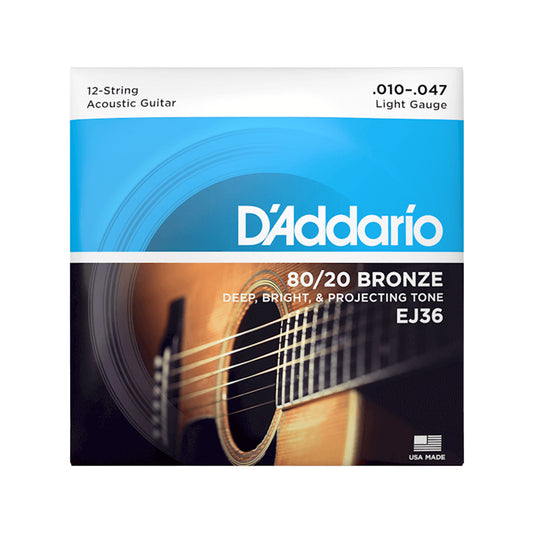 D'Addario EJ36 Acoustic 80/20 Bronze 12-String 10-47/27 Accessories / Strings / Guitar Strings