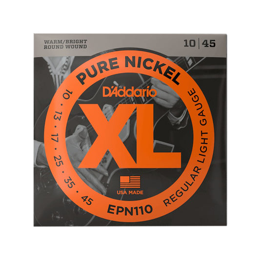 D'Addario EPN110 Pure Nickel Electric 10-45 Regular Light Accessories / Strings / Guitar Strings