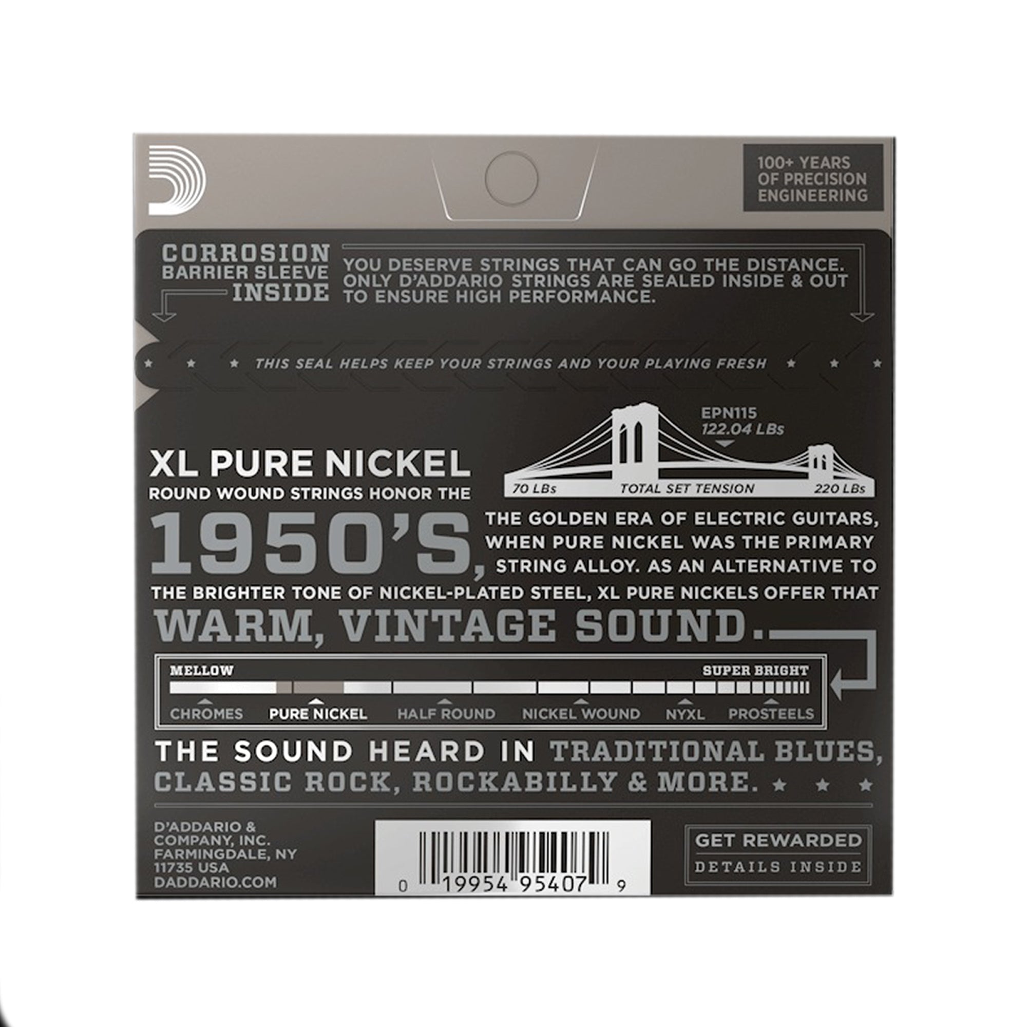 D'Addario EPN115 Pure Nickel Electric 11-48 Blues/Jazz Rock Accessories / Strings / Guitar Strings