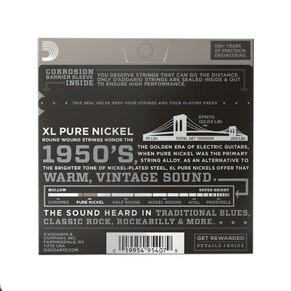 D'Addario EPN115 Pure Nickel Electric 11-48 Blues/Jazz Rock Accessories / Strings / Guitar Strings