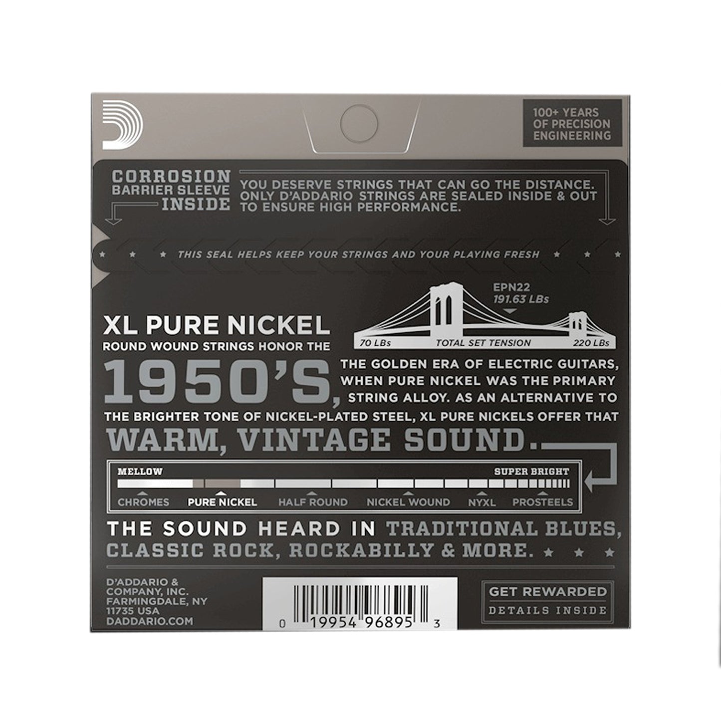 D'Addario EPN22 Pure Nickel Electric 13-56 Jazz Medium Accessories / Strings / Guitar Strings