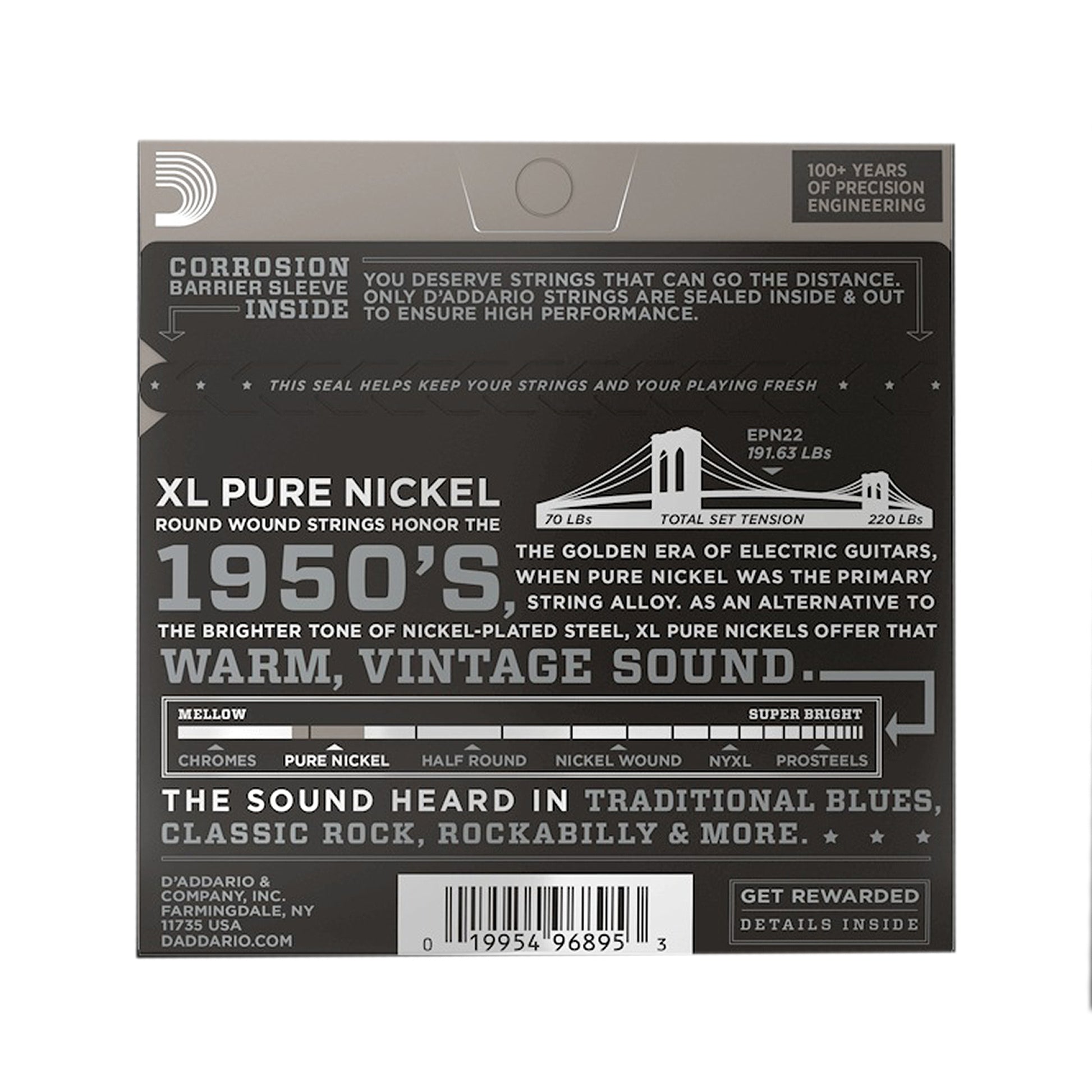 D'Addario EPN22 Pure Nickel Electric 13-56 Jazz Medium Accessories / Strings / Guitar Strings