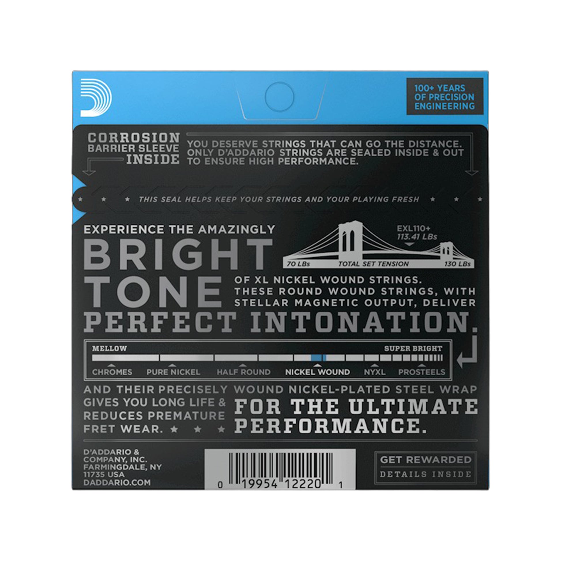 D'Addario EXL110+ XL 010 Electric Guitar Strings 10.5-48 Accessories / Strings / Guitar Strings