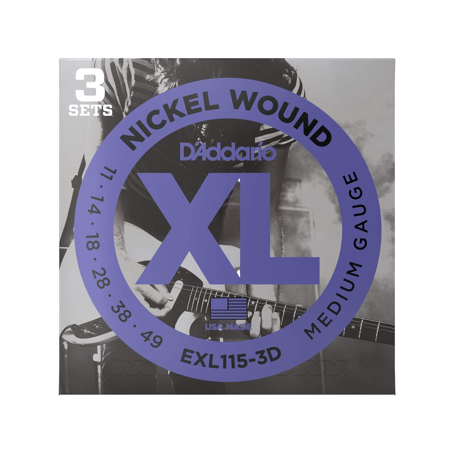 D'Addario EXL115-3D Electric Medium 11-49 3-Pack Accessories / Strings / Guitar Strings
