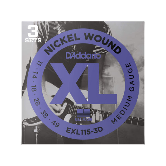 D'Addario EXL115-3D Electric Medium 11-49 3-Pack Accessories / Strings / Guitar Strings