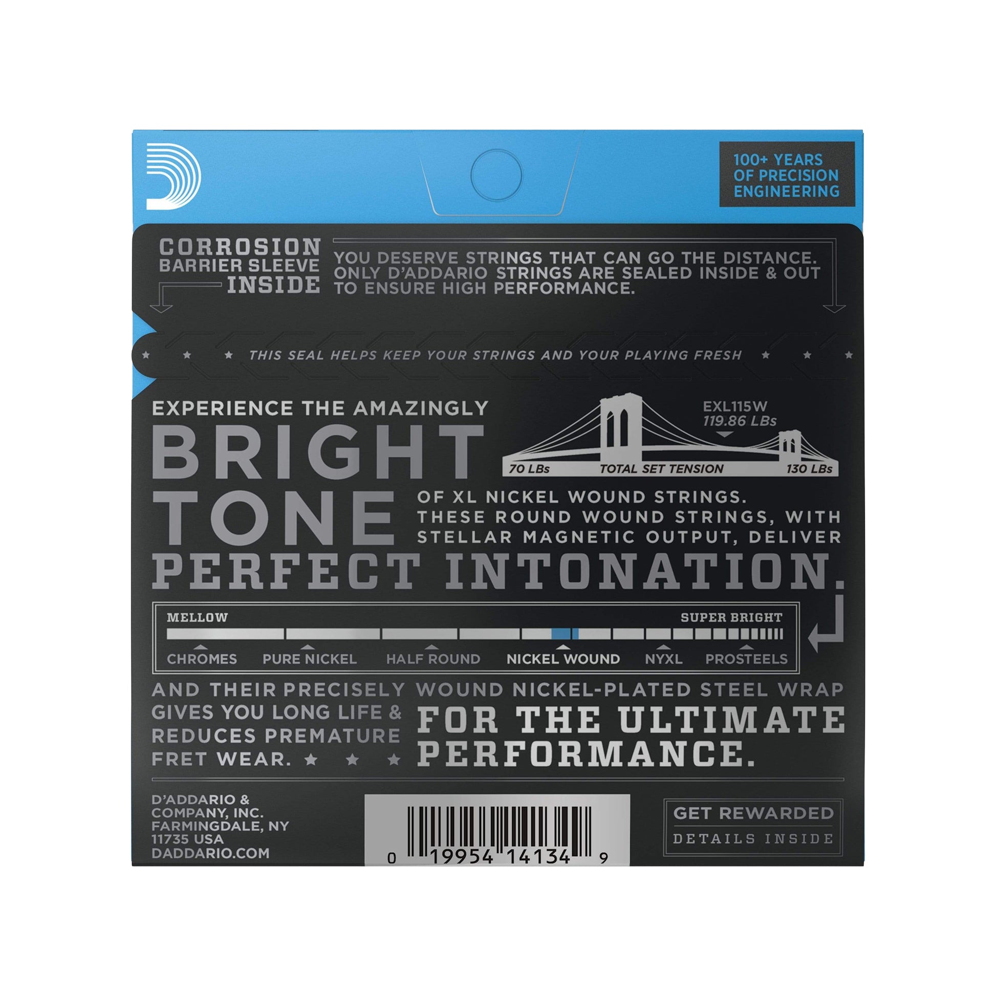 D'Addario EXL115W Blues/Jazz Nickel Wound 3rd Electric Guitar Strings 11-49 Accessories / Strings / Guitar Strings