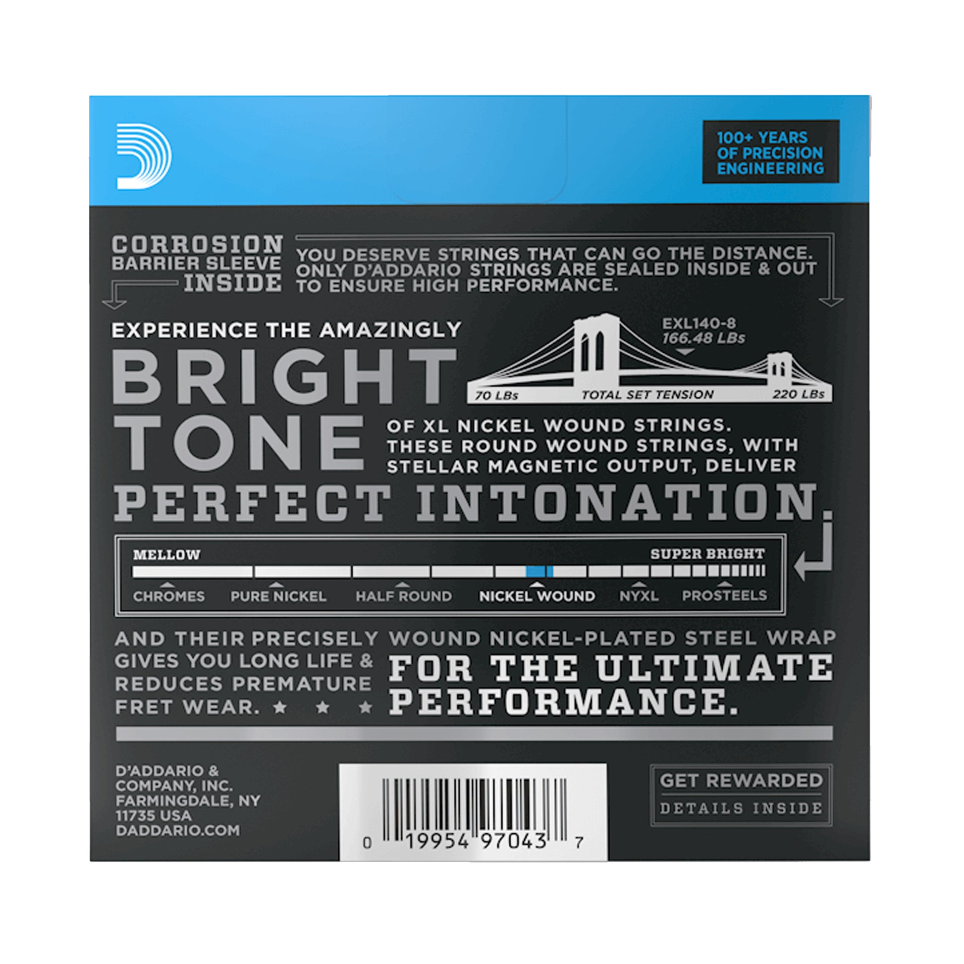 D'Addario EXL140-8 Nickel Light Top/Heavy Bottom 8-String Set 10-74 Accessories / Strings / Guitar Strings