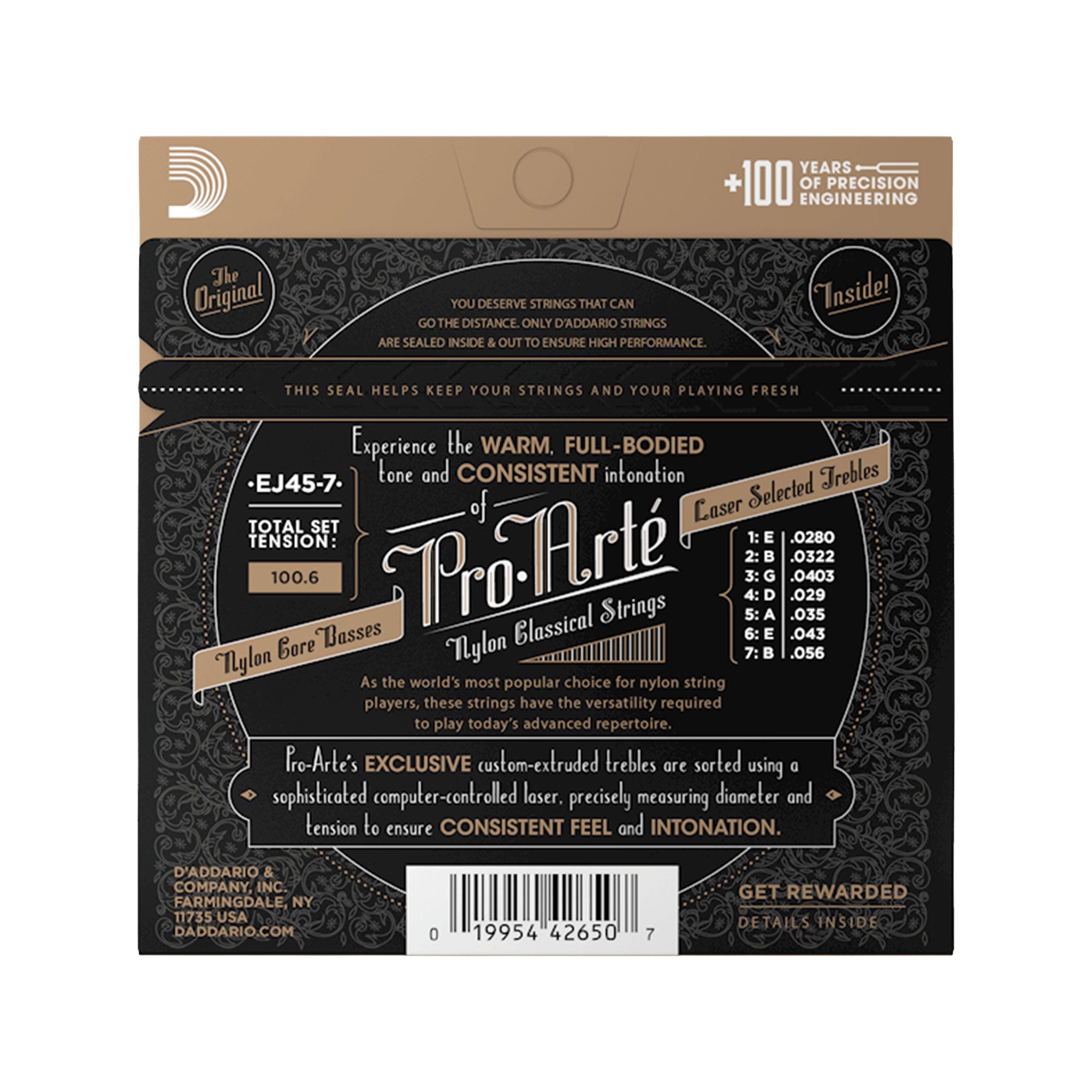 D'Addario Pro-Arté Nylon 7-String Classical Guitar Strings Normal Tension Accessories / Strings / Guitar Strings