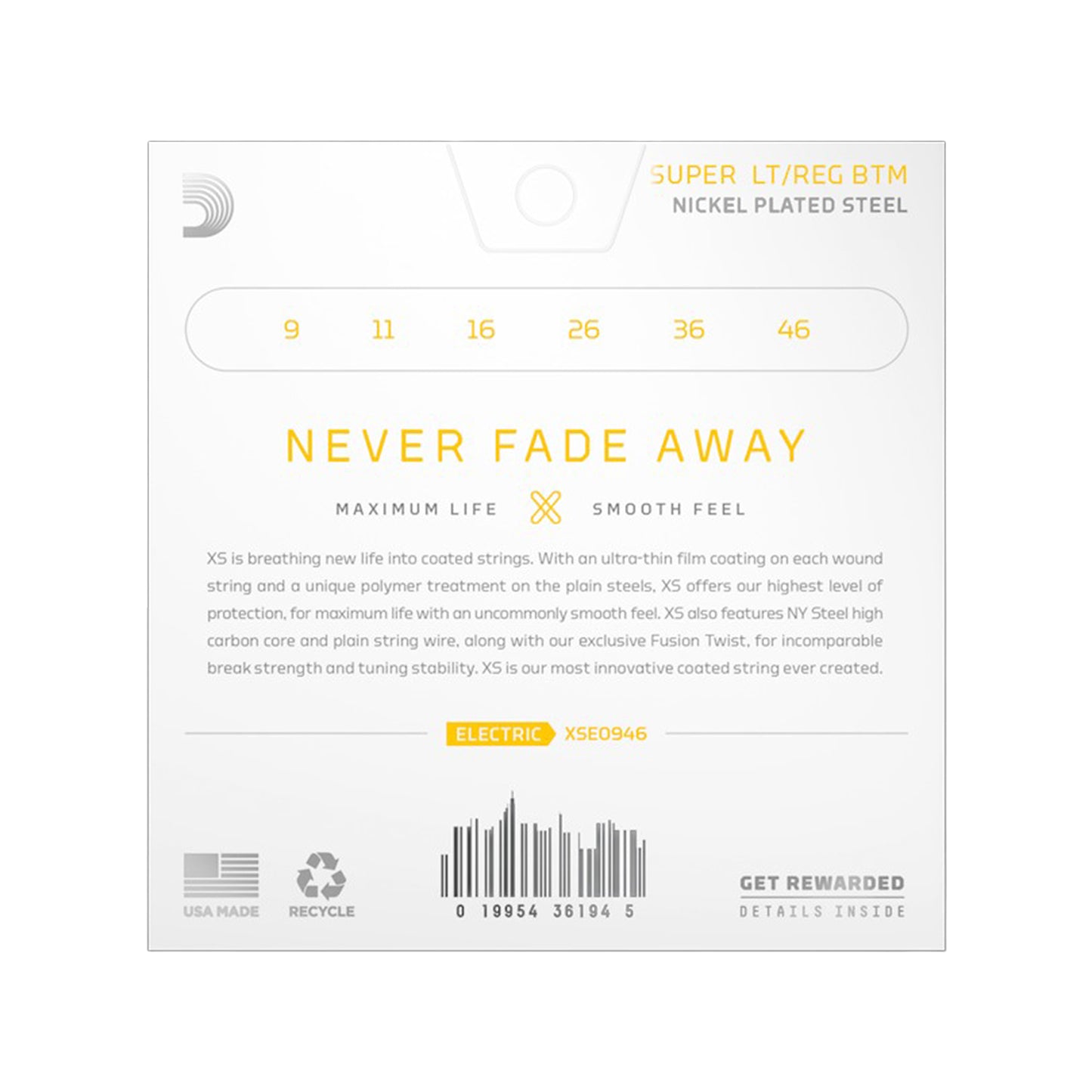 D'Addario XS Coated Electric Nickel Wound 09-46 Super Light Top/Regular Bottom Accessories / Strings / Guitar Strings