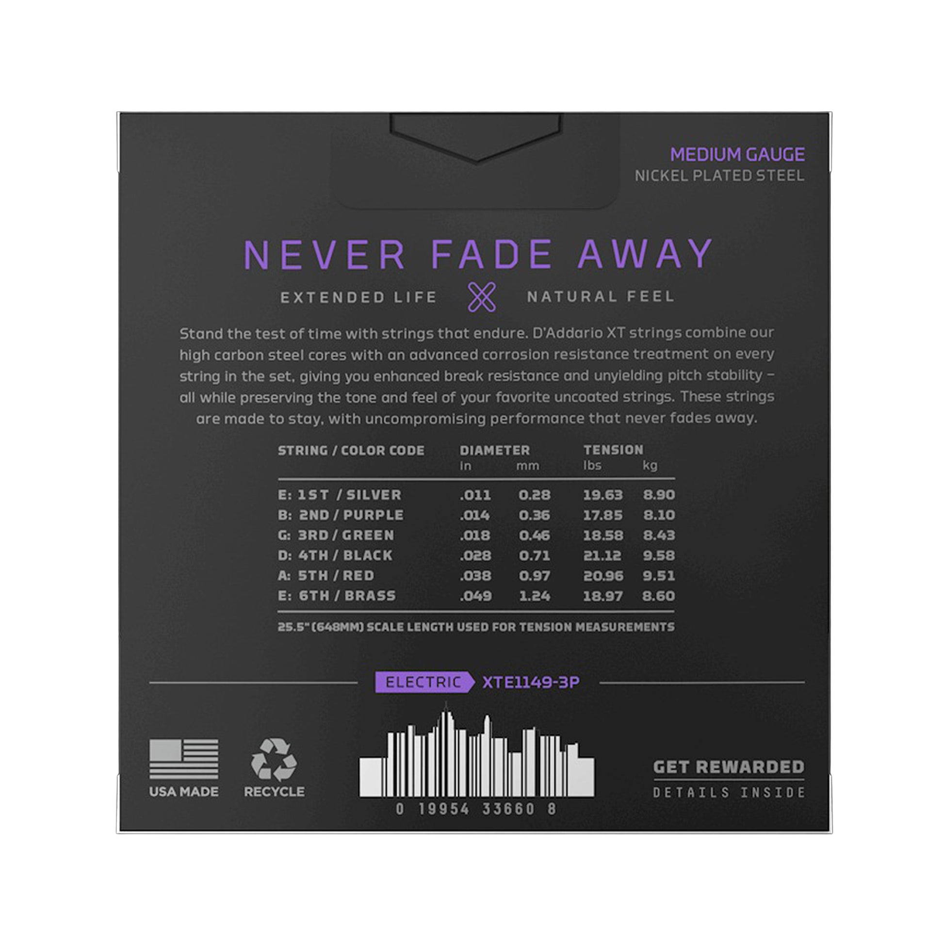 D'Addario XT Nickel Plated Steel Electric Guitar Strings Medium 11-49 3-Pack Accessories / Strings / Guitar Strings