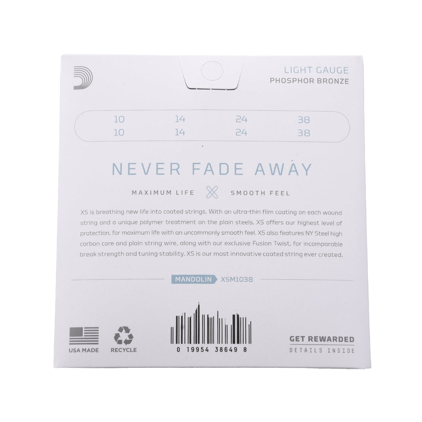 D'Addario XSM1038 XS Mandolin Phosphor Bronze Light 10-38 Accessories / Strings / Other Strings