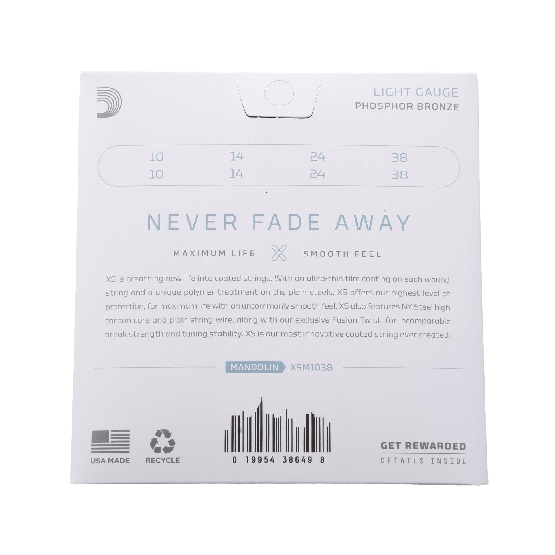 D'Addario XSM1038 XS Mandolin Phosphor Bronze Light 10-38 Accessories / Strings / Other Strings