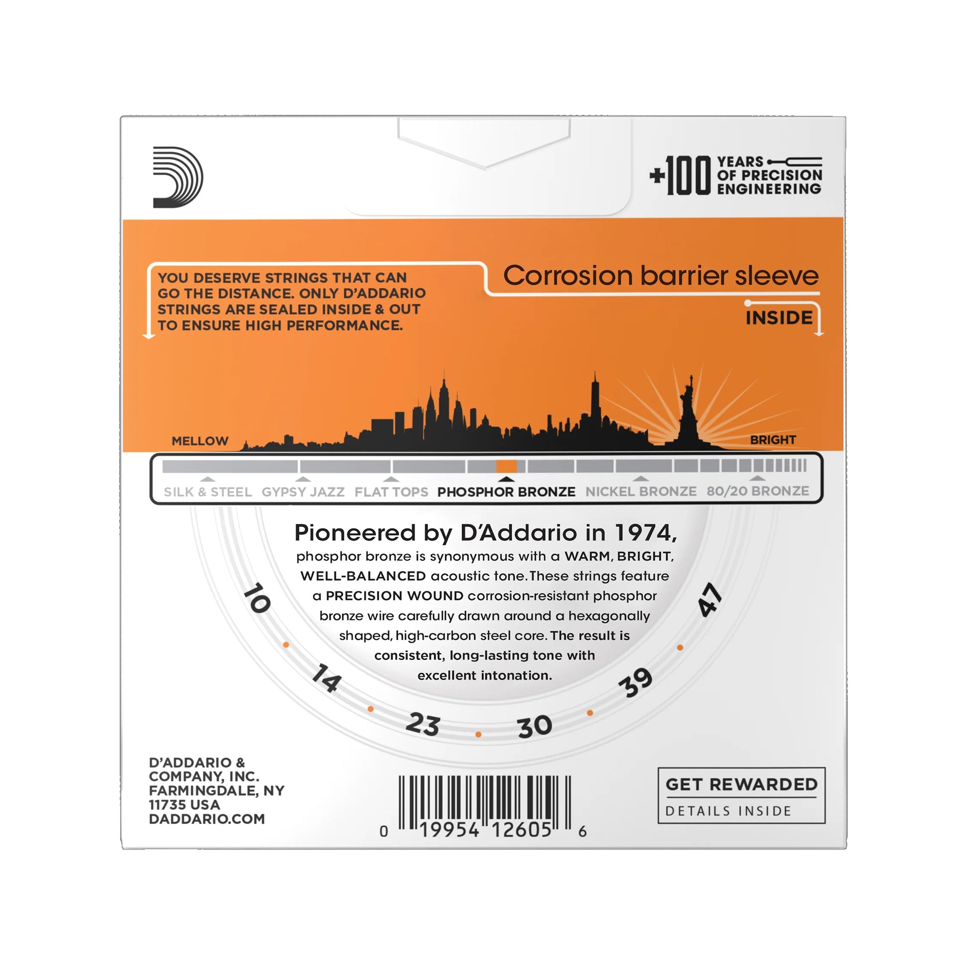 D'Addario EJ15-3D Acoustic Phosphor Bronze Extra Light 10-47 3-Pack Acoustic Guitars / 12-String
