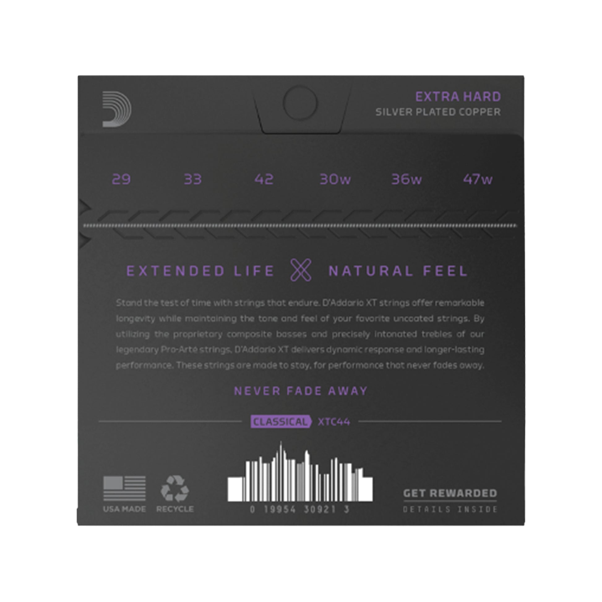 D'Addario XT Silver Plated Copper Classical Guitar Strings, Extra Hard Tension Acoustic Guitars / 12-String