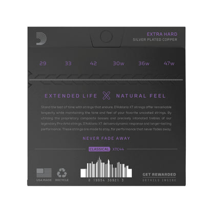 D'Addario XT Silver Plated Copper Classical Guitar Strings, Extra Hard Tension Acoustic Guitars / 12-String