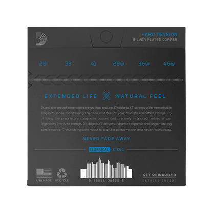 D'Addario XT Silver Plated Copper Classical Guitar Strings, Hard Tension Acoustic Guitars / 12-String