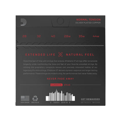 D'Addario XT Silver Plated Copper Classical Guitar Strings, Normal Tension Acoustic Guitars / 12-String