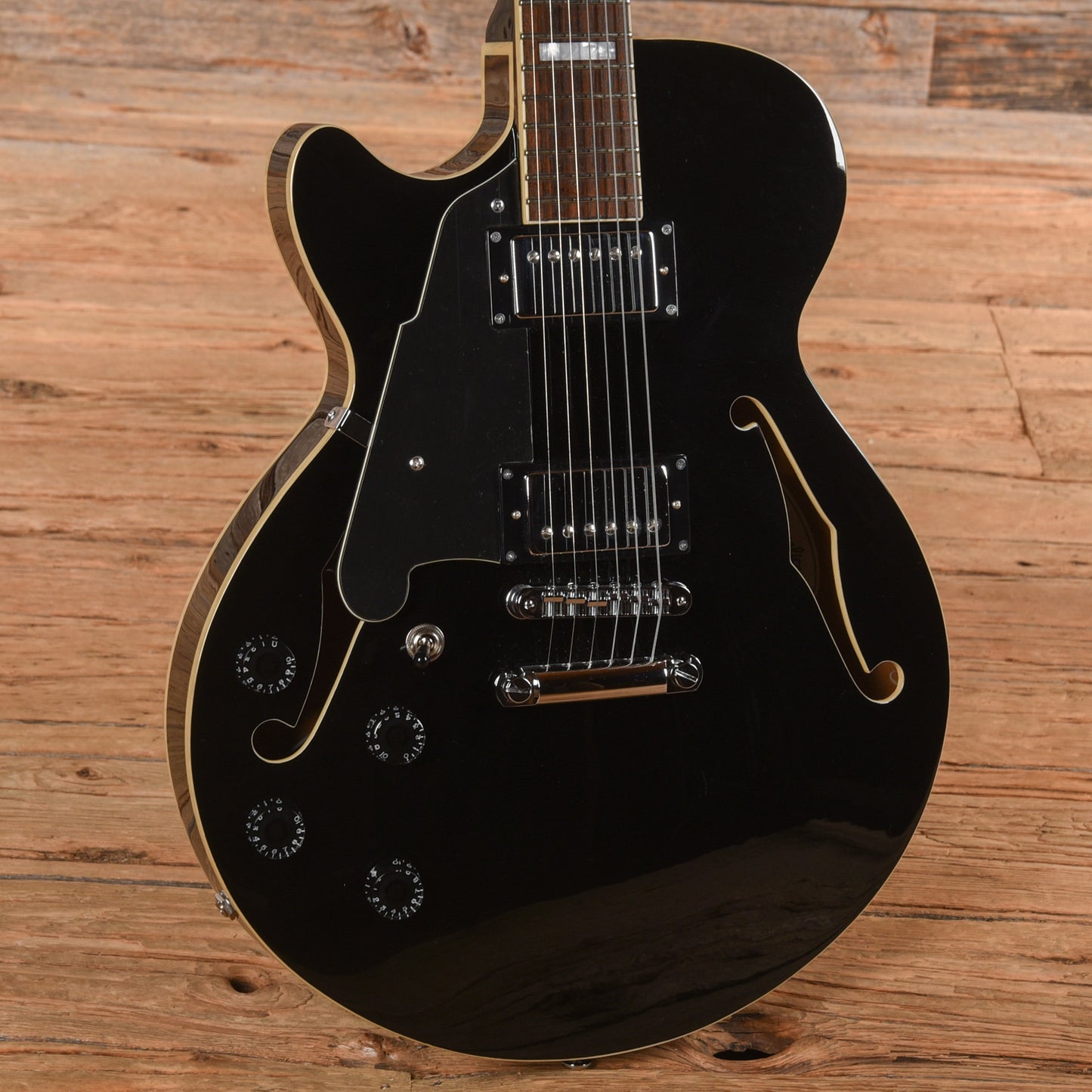 D'Angelico Premier SS Semi-Hollow Single Cutaway Black  LEFTY Electric Guitars / Semi-Hollow