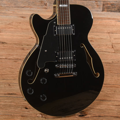 D'Angelico Premier SS Semi-Hollow Single Cutaway Black  LEFTY Electric Guitars / Semi-Hollow