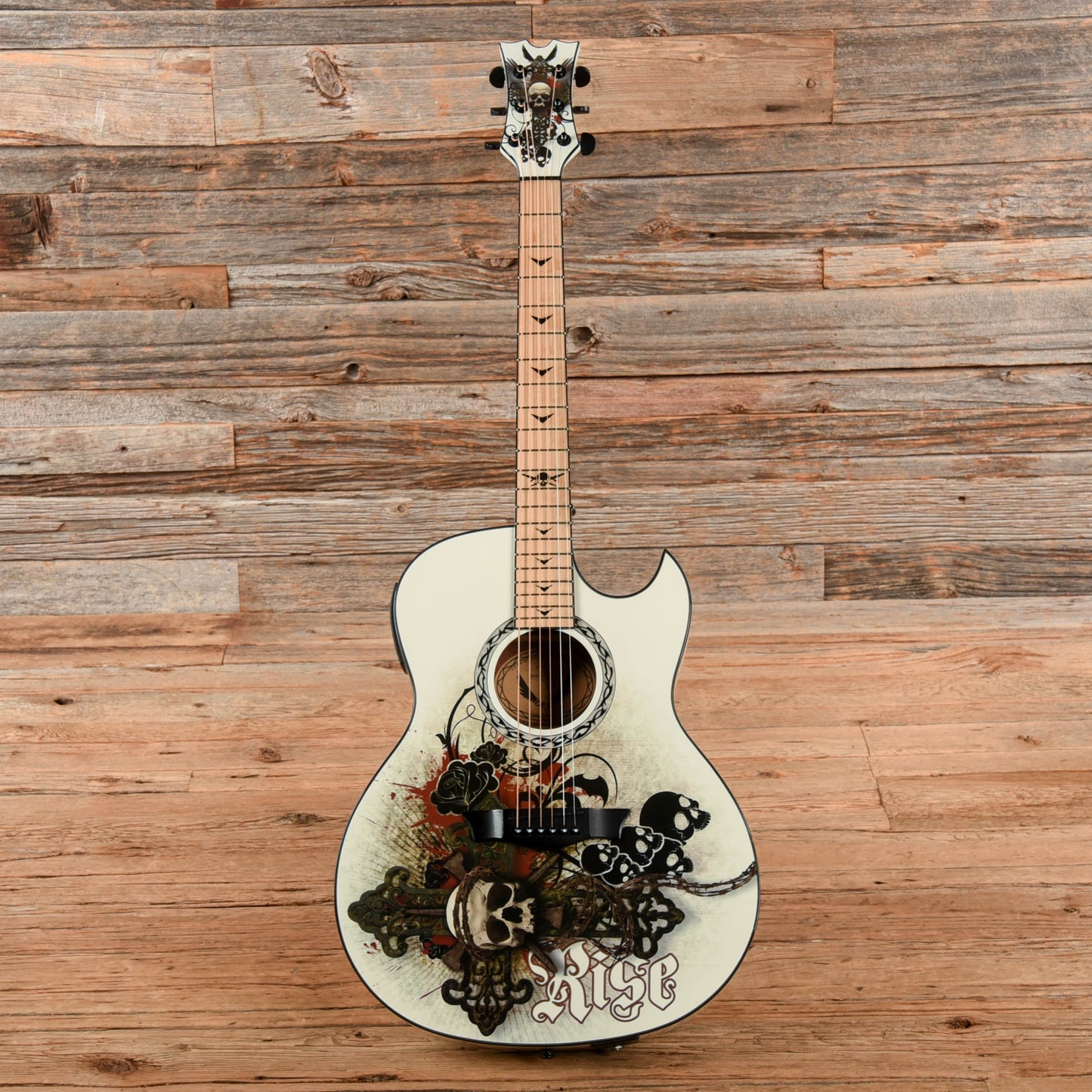Dean Guitars EX RES White Acoustic Guitars / Built-in Electronics