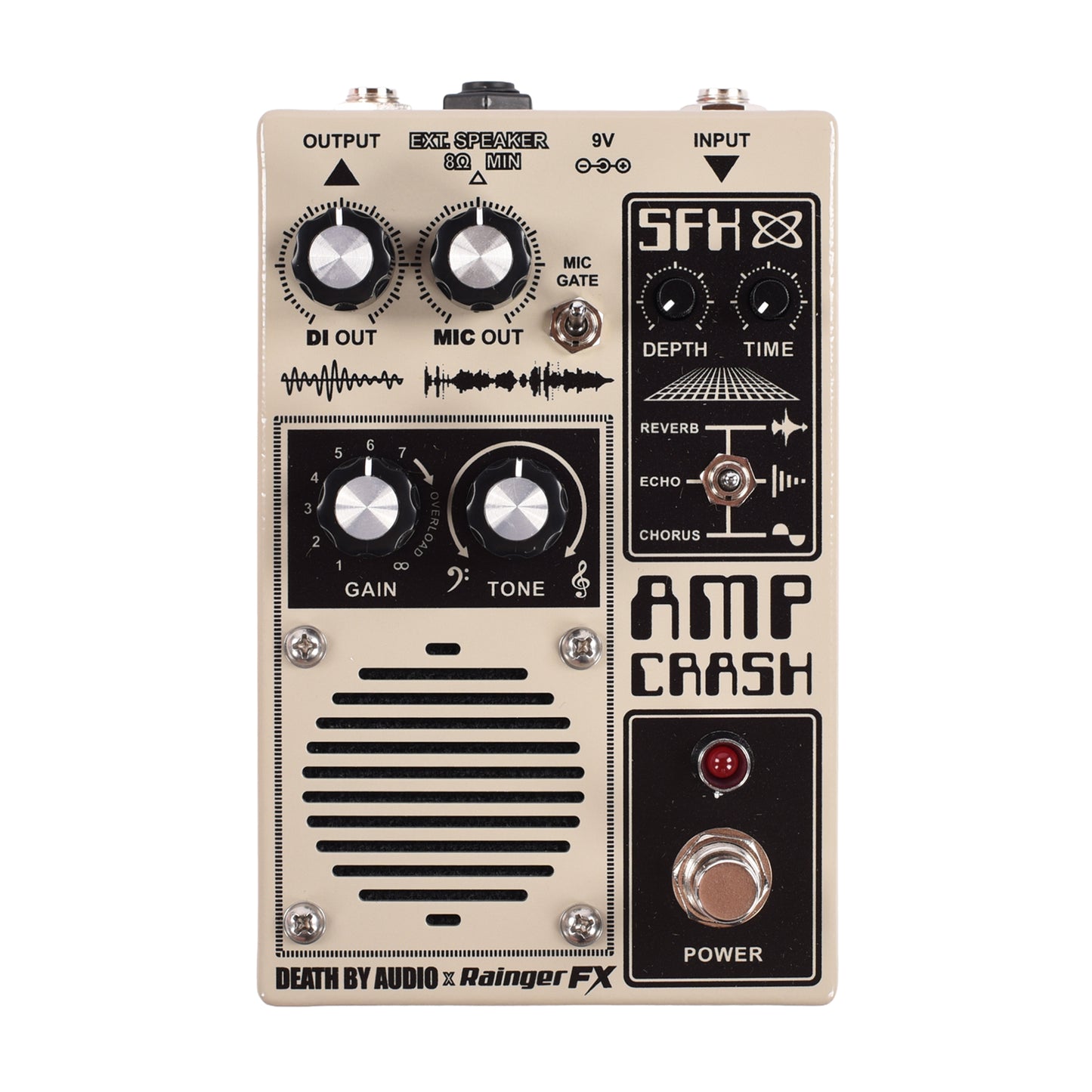 Death By Audio Amp Crash 3W Micro-Amp & Effects Pedal w/Built-In Mic & 2" Speaker Effect Pedals