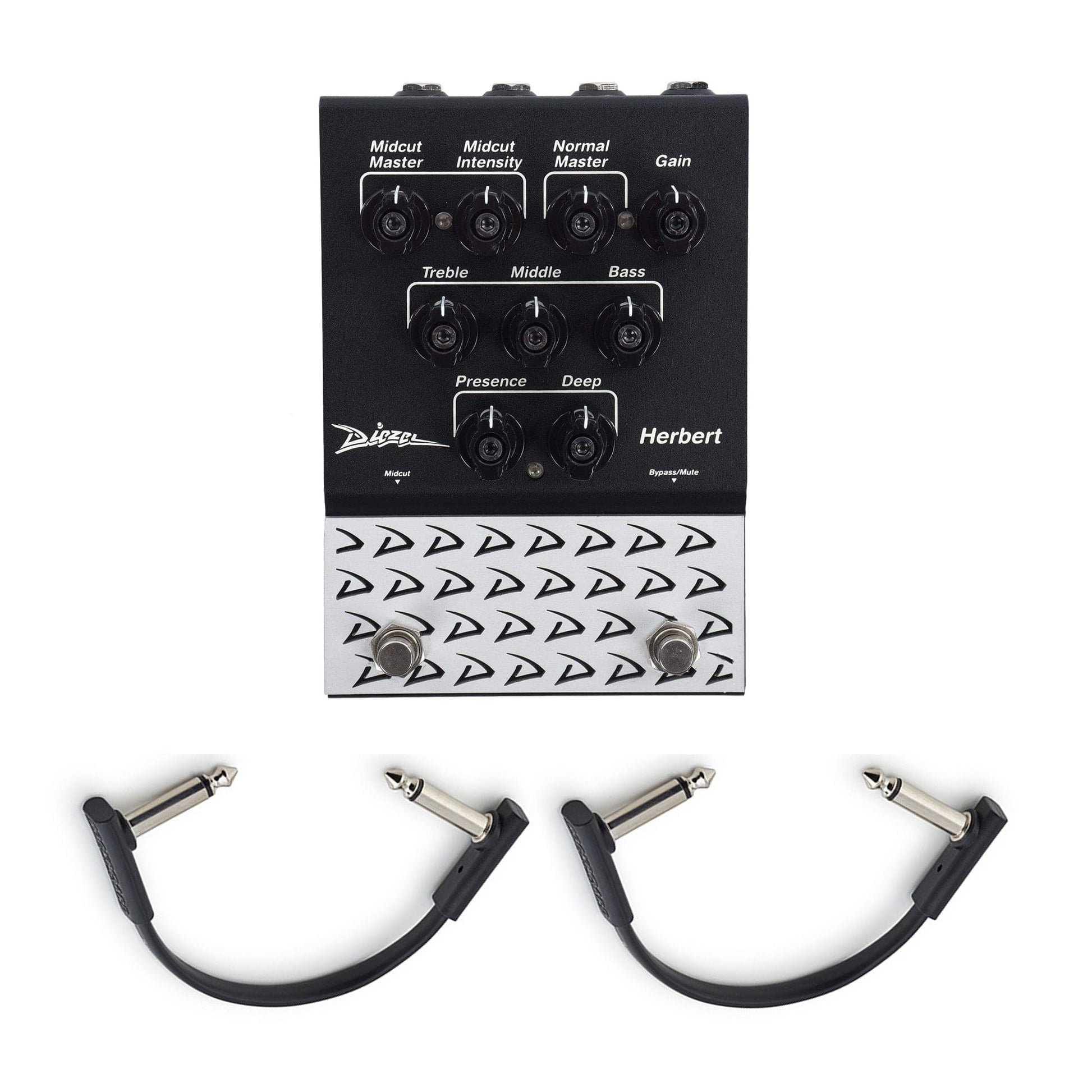 Diezel Herbert 2-channel Overdrive & Preamp Pedal w/(2) Rockboard Flat Patch Cables Bundle