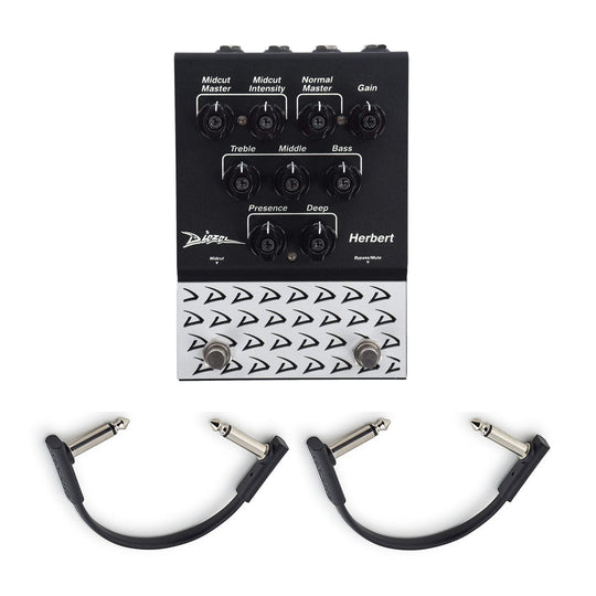 Diezel Herbert 2-channel Overdrive & Preamp Pedal w/(2) Rockboard Flat Patch Cables Bundle Effects and Pedals / Overdrive and Boost