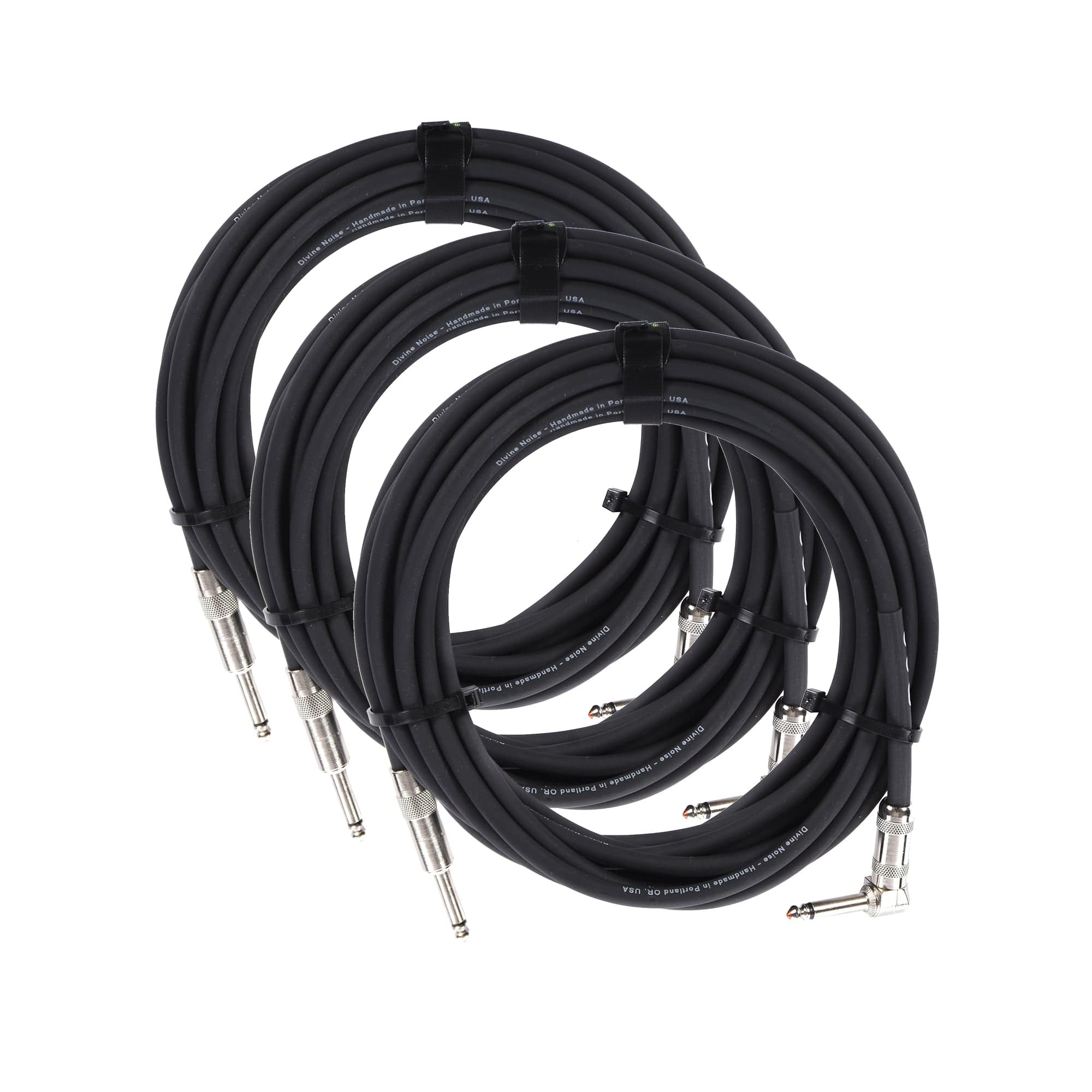 Divine Noise Straight Cable Black 30' Straight/Right Angle 3 Pack Bund ...