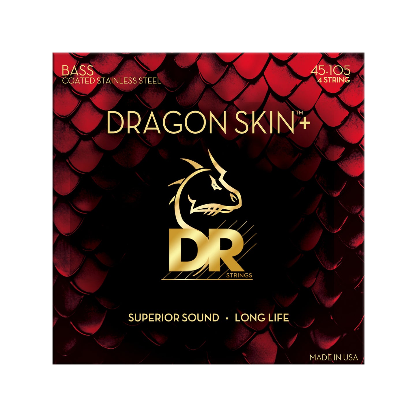 DR Strings DRAGON SKIN+ Stainless Steel Bass Strings Medium 45-105