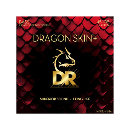 DR Strings DRAGON SKIN+ Stainless Steel Bass Strings Medium 45-105