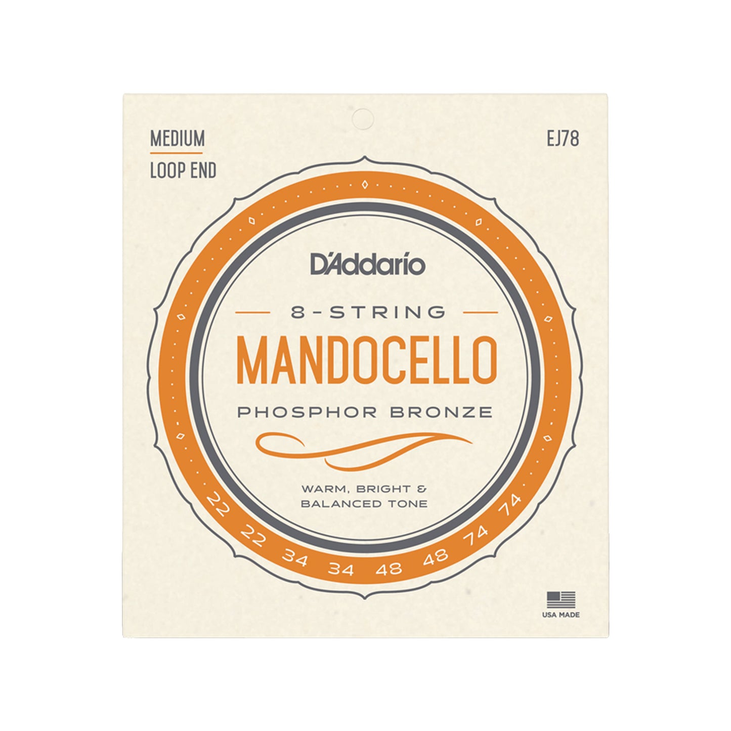 D'Addario EJ78 Mandocello Strings Phosphor Bronze Medium