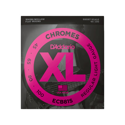 D'Addario ECB81S Chromes Flat Wound 45-100 Short Scale