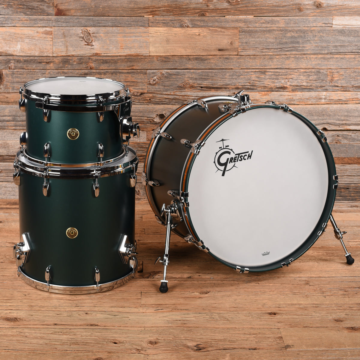 Gretsch USA Custom 13/16/22 3pc. Drum Kit Satin Cadillac Green w/ Bass Drum Tom Mount Drum Kits