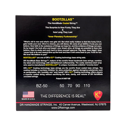 DR Strings BZ-50 Bootzilla Signature Extra Life Stainless Steel Bass Strings 50-110