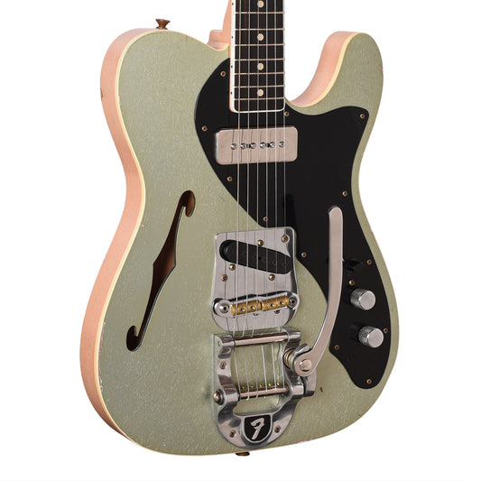 Fender Custom Shop 60s Telecaster Thinline Journeyman Relic Nicotine Aged Firemist Silver Front w/Aged Shell Pink Sparkle Back Master Built by Paul Waller Electric Guitars